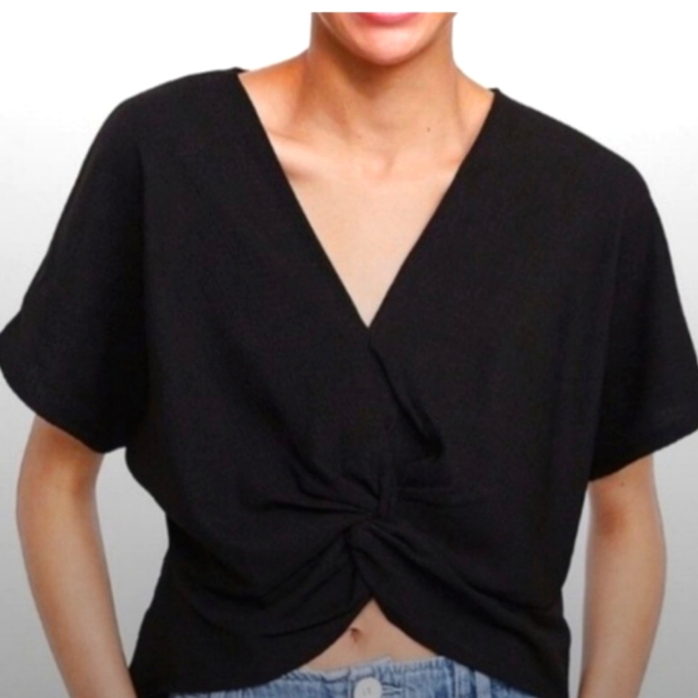 ( Zara ) Knotted Twist Cropped Top / Blouse